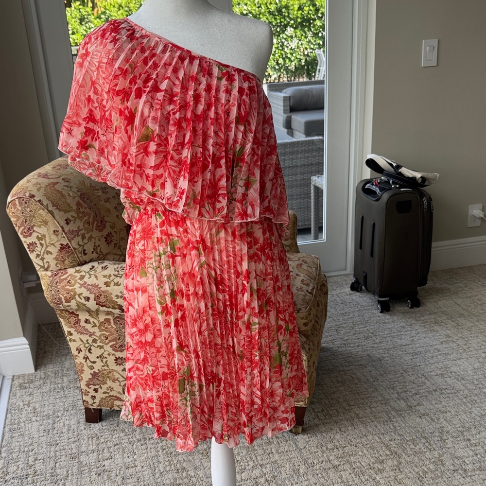 H&M Red Floral One Shoulder Dress